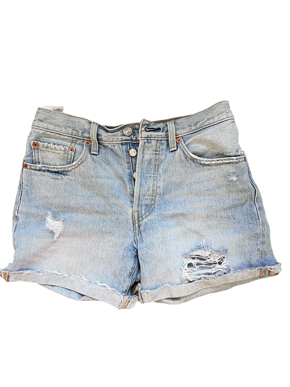 Levi's 501 Original Fit High-Rise Women's Shorts Light Wash Cut Off Button Up 26